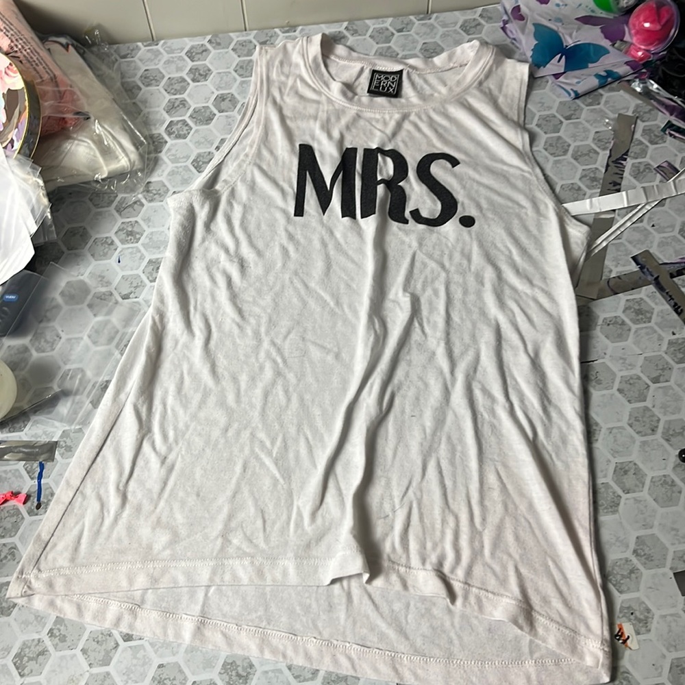 Modern Lux Medium White Mrs. Wedding Bride Tank Top
